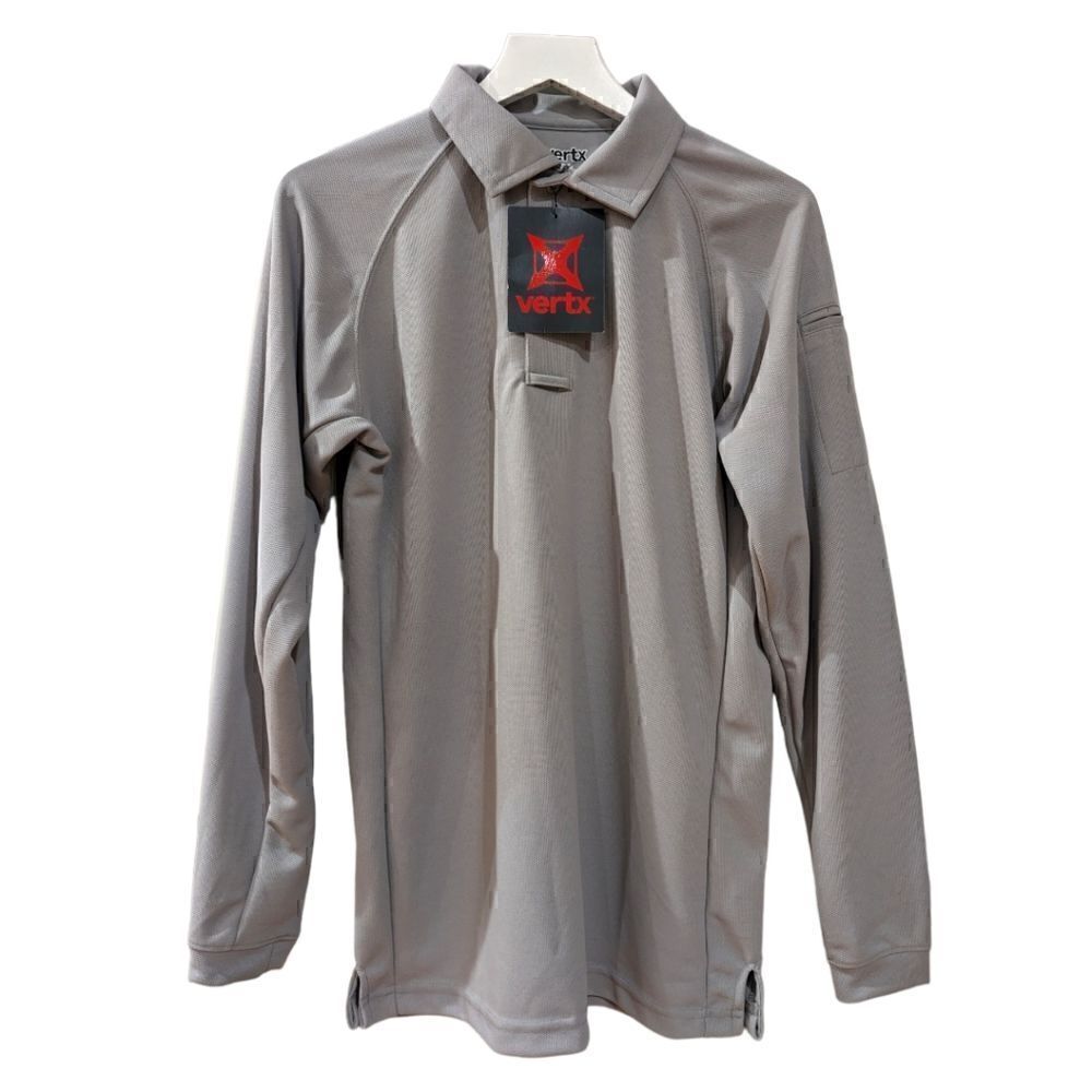 NWT (2) Vertx Tactical Men's Light Grey Textured Long Sleeve Polo Shirt Size S